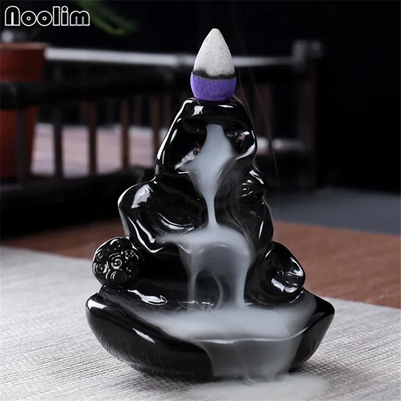 Небольшой черный керамический обратный поток благовония горелка Zen сандалового