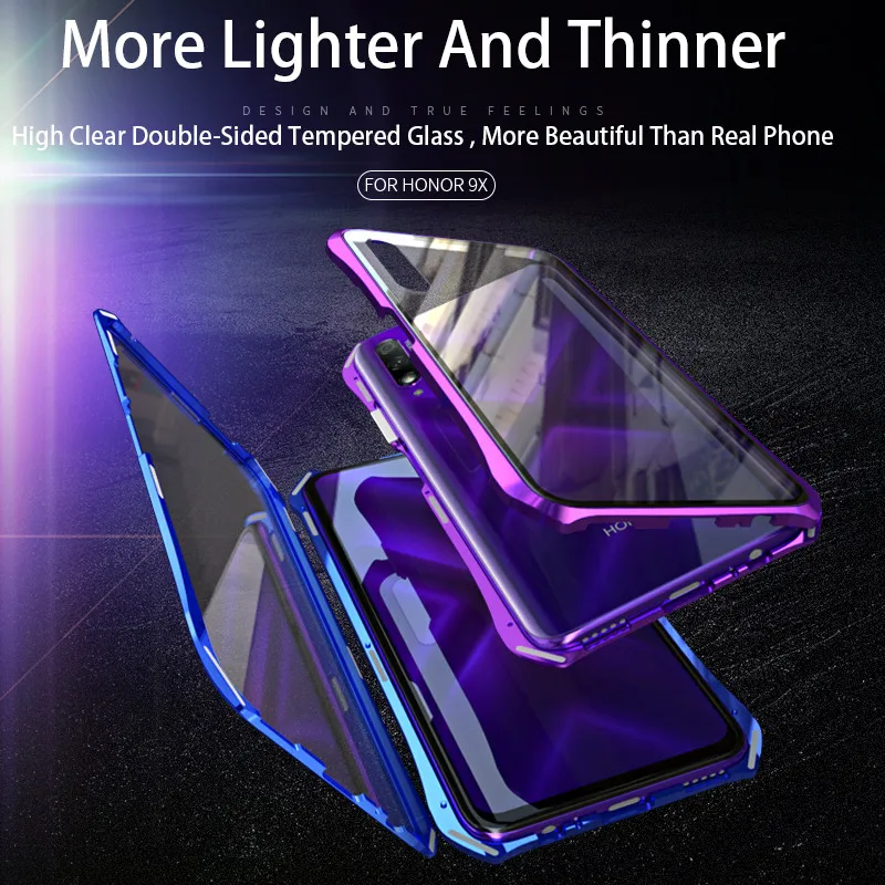 

New Cover For Huawei Honor 9X Case Double-sided glass magnetic king cover coque for Huawei Honor9X Magnetic All inclusive case