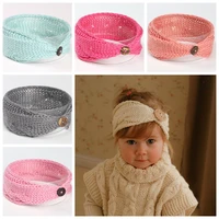 baby girl headband kids wool knitted headbands button turban newborn bandage fabric haarband photography props festival gifts