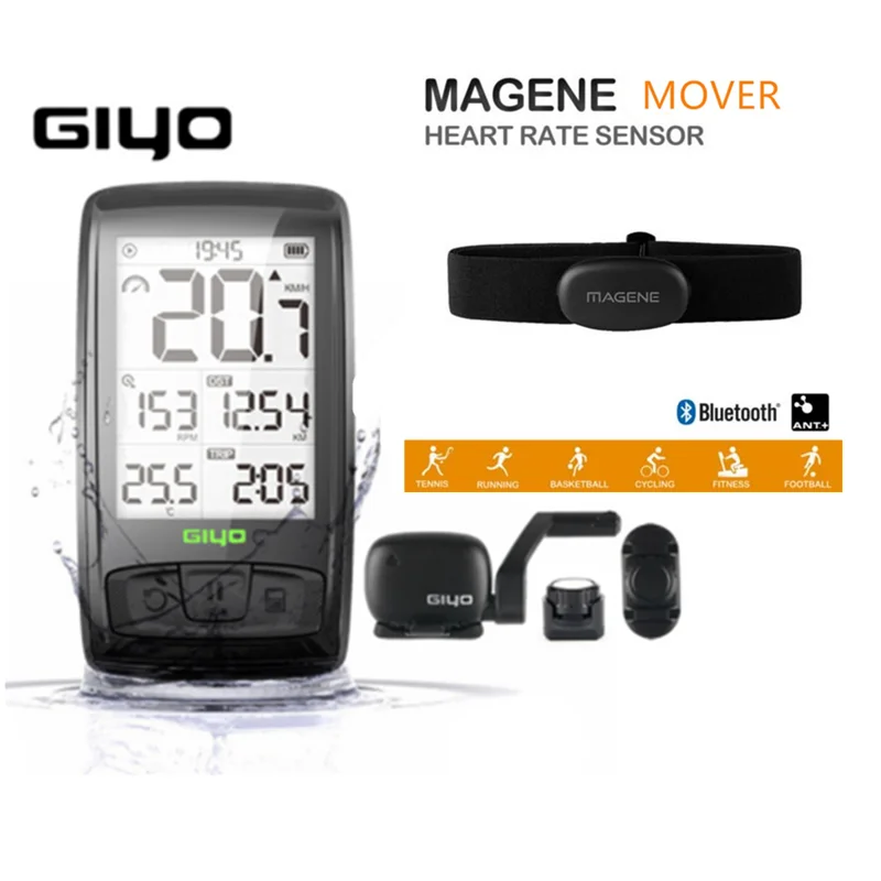 M40 With Magene HRM GIYO M40 компьютерный беспроводной Bluetooth 4,0 велосипедный компьютер держатель велосипедный измеритель скорости/датчик Каденции с Маген HRM - Цвет: M40 With Magene HRM