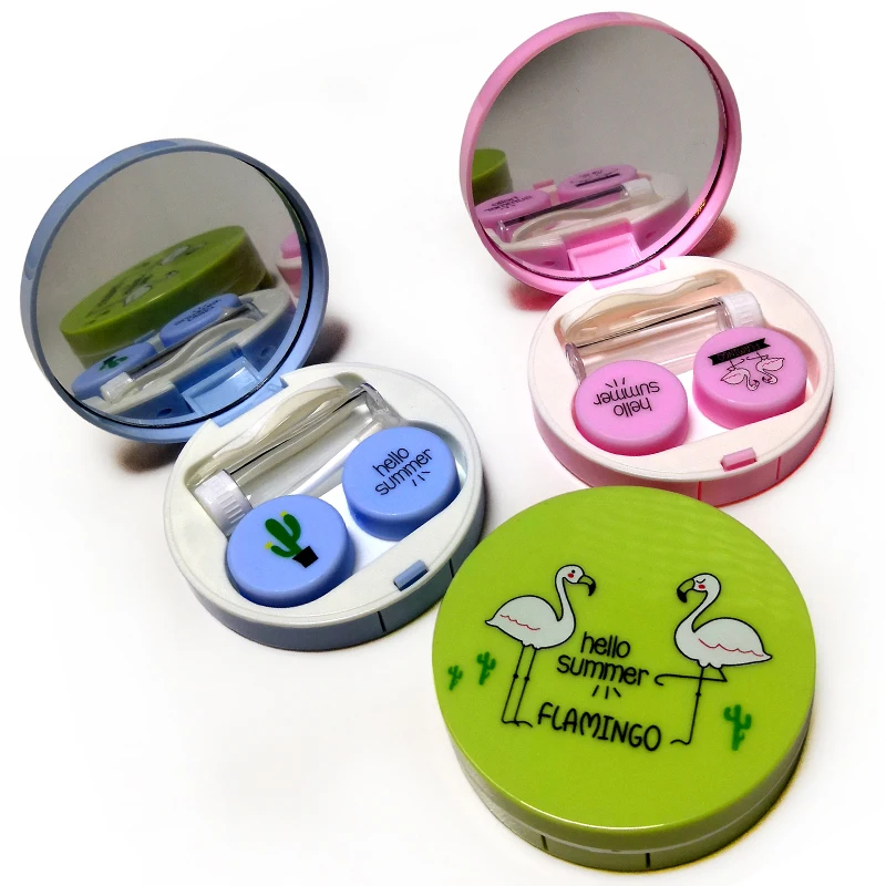 

Colored Contact Lenses Case Cute Eyes Contact Lens Travel Storage Box Container Kawaii Anime Luxury Set Female Kit Round Mirror