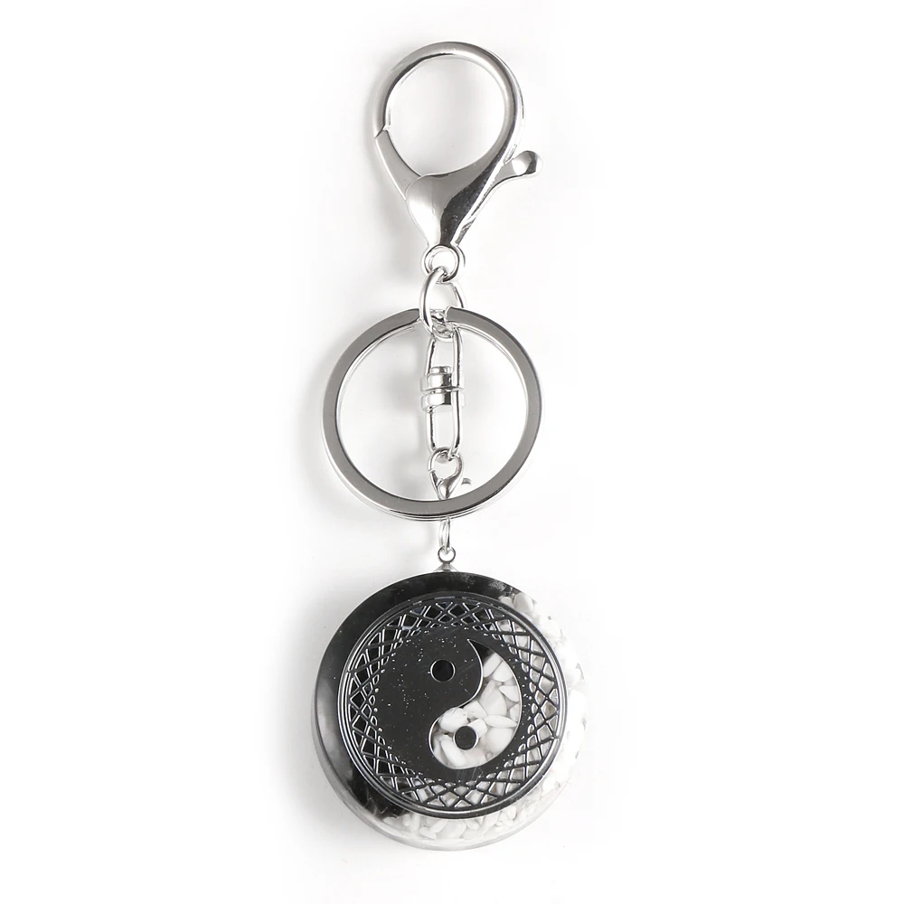 Китайский брелок для ключей Yin and Yang Tai Chi Orgone из натурального камня черный
