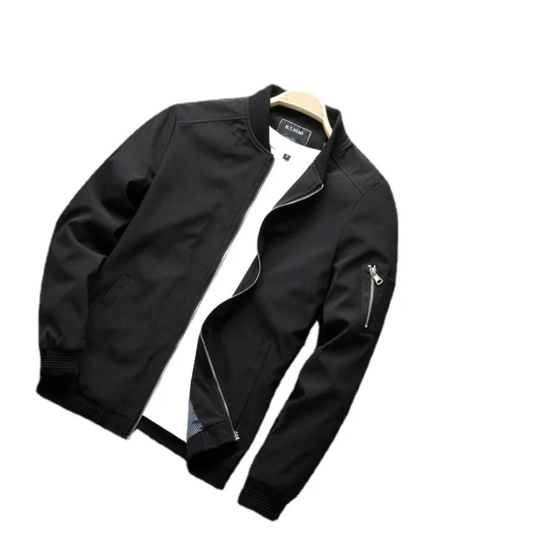 Spring new men's zipper jacket men's streetwear hip-hop streetwear Slim aviator jacket men's plus size 4XL