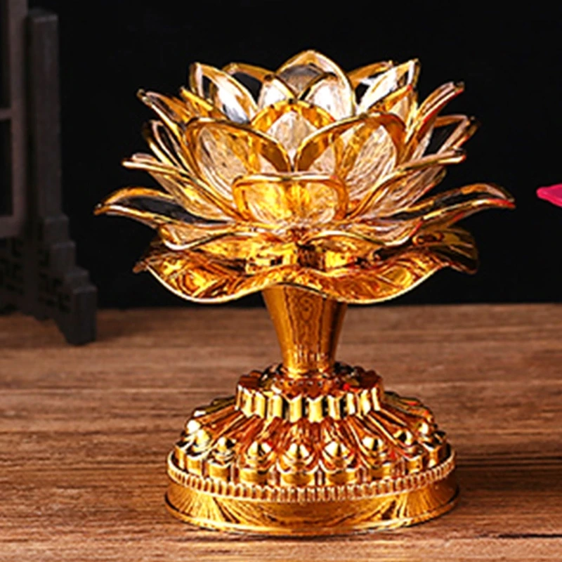 

Buddhism Lotus Lamp Colorful Lotus Lamp Desktop Decoration Light for Home Meditation Worship Buddhism Temple