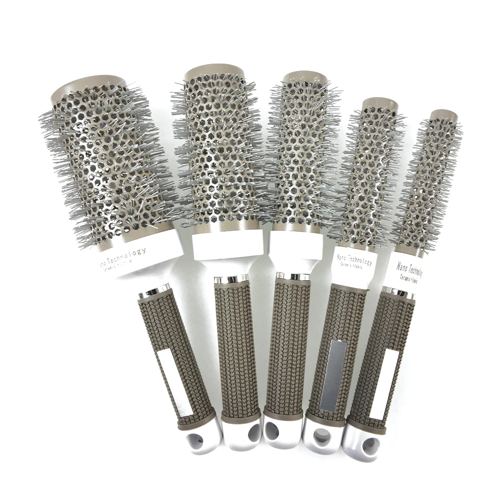 

Щетка для волос, нано-щетка для волос, термокерамическая ионная круглая гребень с бочонком, для высыхания и завивки волос