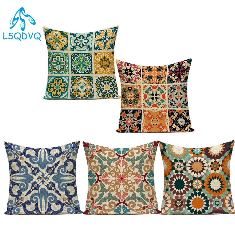 

Декоративные диванные подушки Чехол Bohe в стиле ретро с геометрическим принтом, чехол для подушки из полиэстера Cojines Decorativos Para диван Спальня ...