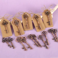 50pcslot antique bronze metal skeleton bottle opener key shape rustic new year wedding souvenir decor gift party favor supplies
