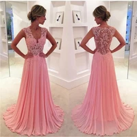 coral pink lace prom evening gown 2018 long formal chiffon illusion graduation vestido de noiva mother of the bride dresses