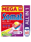 Таблетки для посудомоечной машины Somat All-in-1 Лимон  лайм, мультифункциональное средство для мытья посуды, 65 таблеток