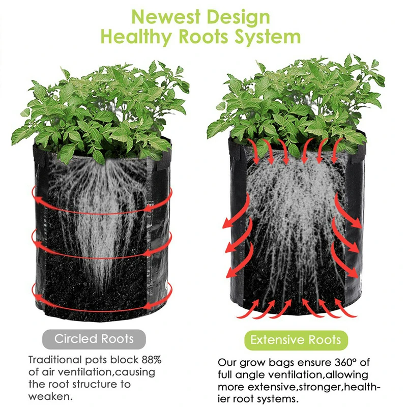 Выращивание картофеля Bag PE мешок для овощей лука растений с ручкой утолщенный