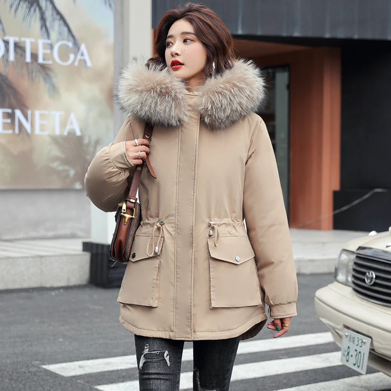 

Fitaylor Winter Women Bubble Coat Cotton Padded Jacket Thick Warm Hooded Paraks Snow Overcoat Large Fur Collar Coat