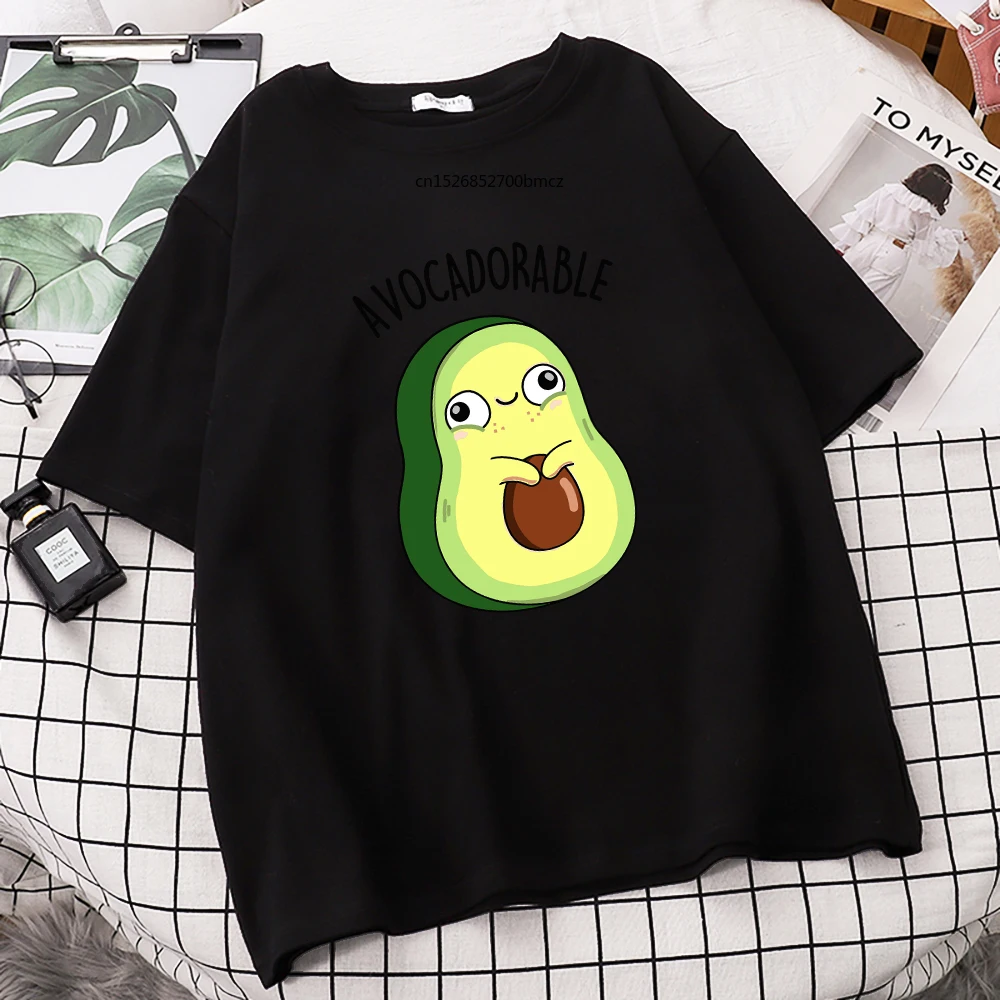 

2021 Summer Cute Avocado Printing T Shirts Simplicity High Quality Tshirt Cool Women Short Sleeve