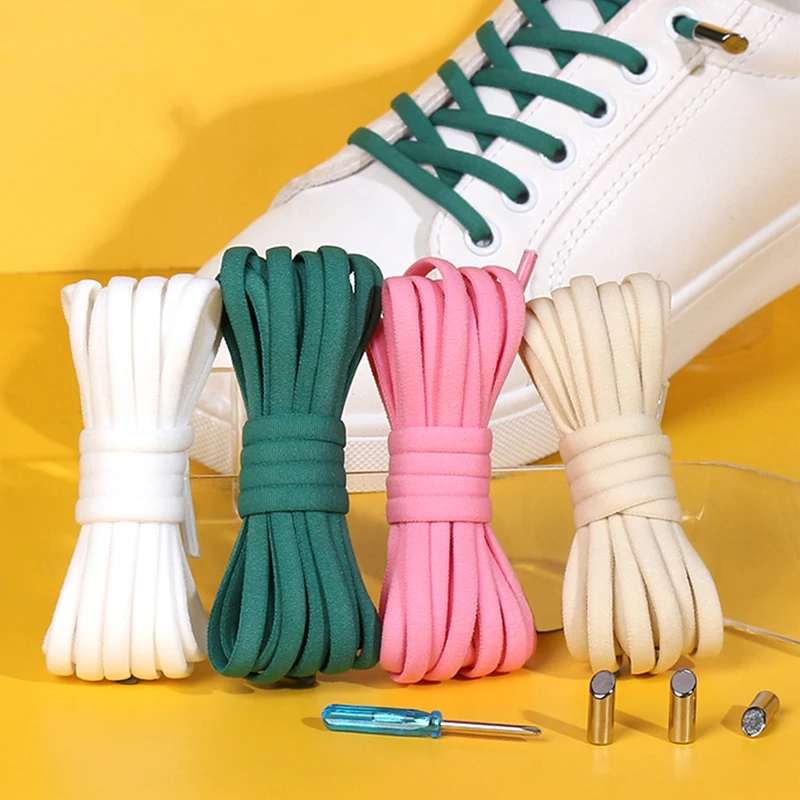 

Lazy Elastic Shoelaces Solid Color Shoelaces Semicircular Beveled Edge Buckle Shoelaces Non-tying Convenient Shoe Accessories
