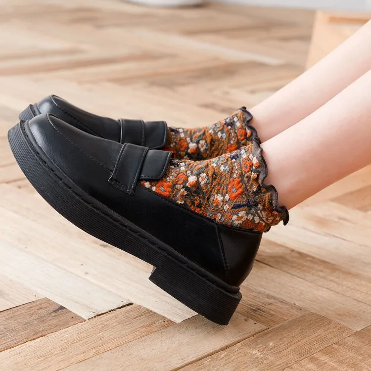 Носки с оборками модные милые короткие носки в Корейском стиле цветочной