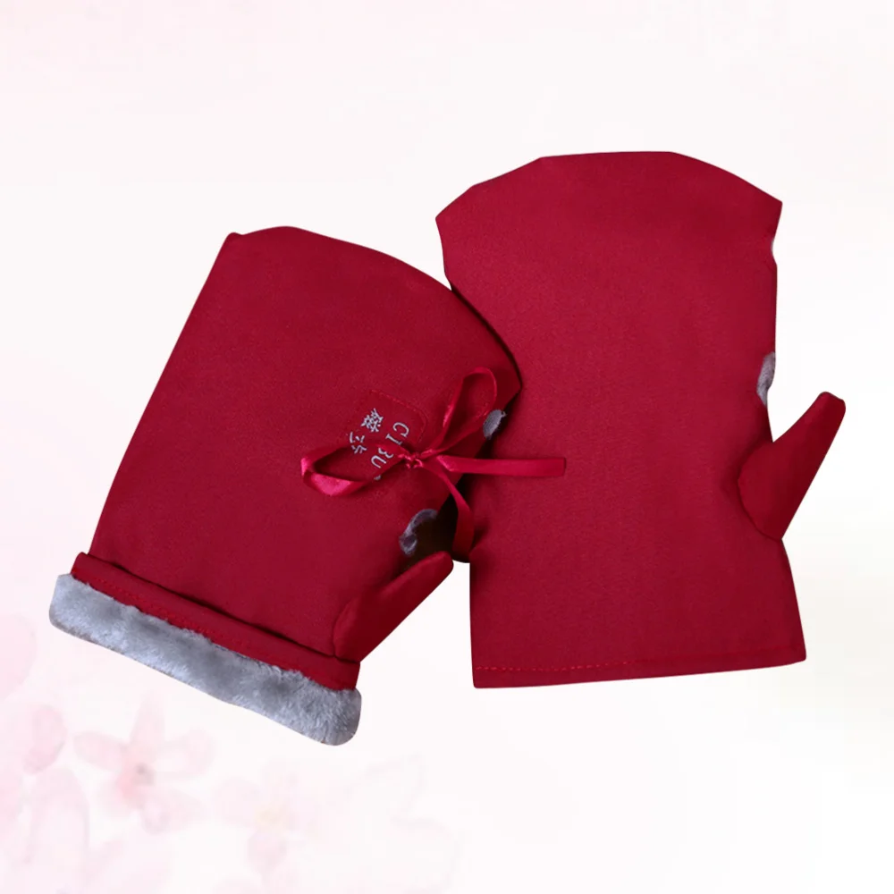 

1 Pair Motorcycle Electric Car Handlebar Windproof Warm Covers For Man Cold Winter (Claret)