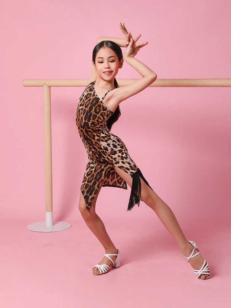 

ZYMdancestyle Latin Baby Dress #20212 Girls Latin Dance Practice Wear Sloping-Shoulder Dress ringes