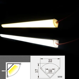 Светодиодный светильник 12 В постоянного тока, 50 см, 20 дюймов, диодный Невидимый угловой профиль с лентой 5050, 2835-лм, клейкая жесткая лента