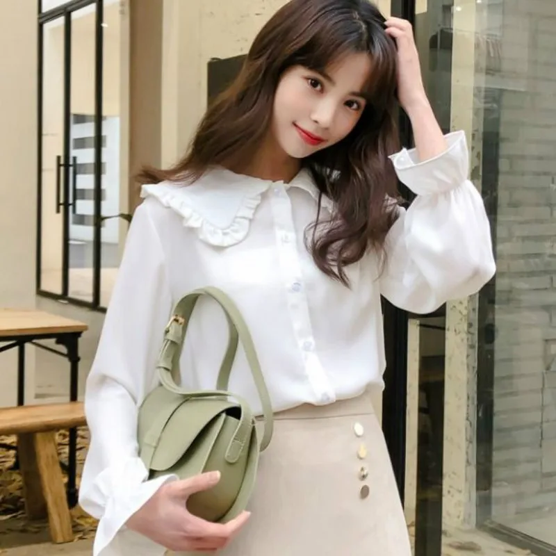 

Shirts Women Solid Simple New Arrival Spring Korean Style Chic Trendy Casual Blouses Elegant Vintage Womens Streetwear All-match