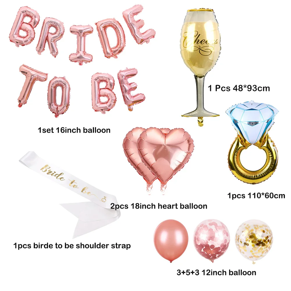 

Bride To Be Theme Foil Balloon Headband Tiara Wedding Decorations Bridal Shower Satin Sash Bachelorette Party Girl Hen Party