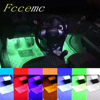 with usb led car foot light ambient lamp wireless remote music control multiple modes automotive interior decorative lights