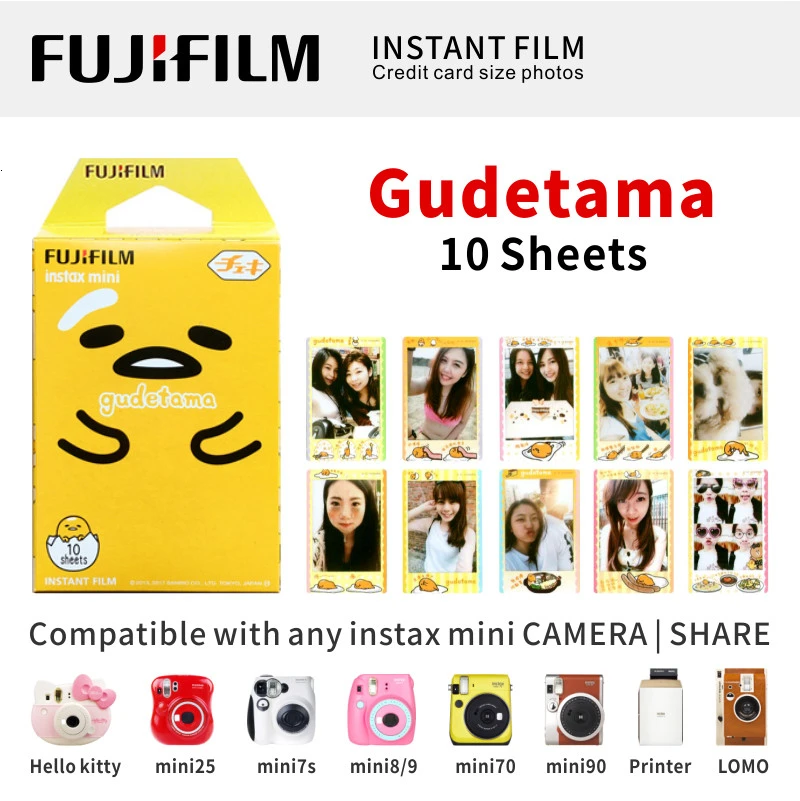 Gudetama 10 Sheet ЖК-дисплея с подсветкой FUJIFILM FUJI INSTAX MINI 9 пленка глянцевая фотобумага в 1 пакет для SP1 SP2 70 7cs 8 25 90 50 Lomo - Цвет: Gudetama 10 Sheet