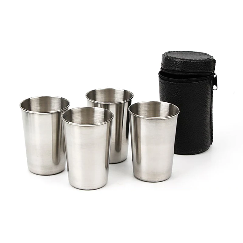 

Outdoor Camping Cup Tableware Beer Tea Stainless Steel Drinking Cup 30ml/70ml/180ml Keep Warm Travel Cups Set Coffee With Case