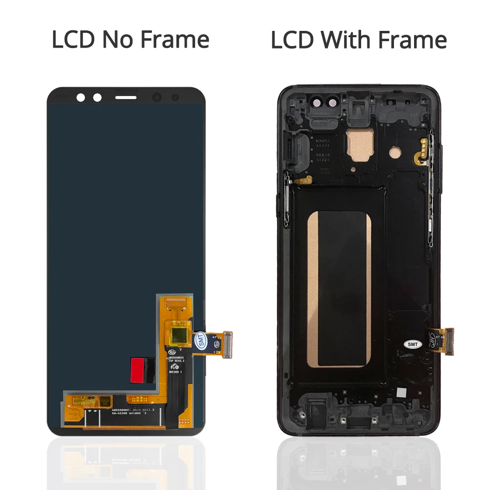 Pantalla de 5,6 pulgadas con marco para Samsung Galaxy A8, 2018, A530, Lcd, piezas de montaje de digitalizador con pantalla t&aacute;ctil para Samsung A530-3