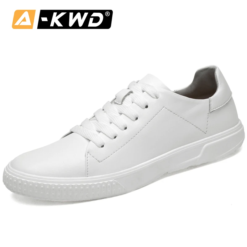 

2019 Autumn White Leather Sneakers Wear Resistent Elevator Shoes for Men Sapato Masculino Social Couro Genuine Men Leather Shoes