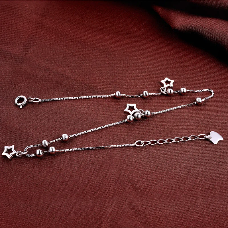 Серебро 925 браслет на ногу простой звездной лодыжки браслеты из нержавеющей