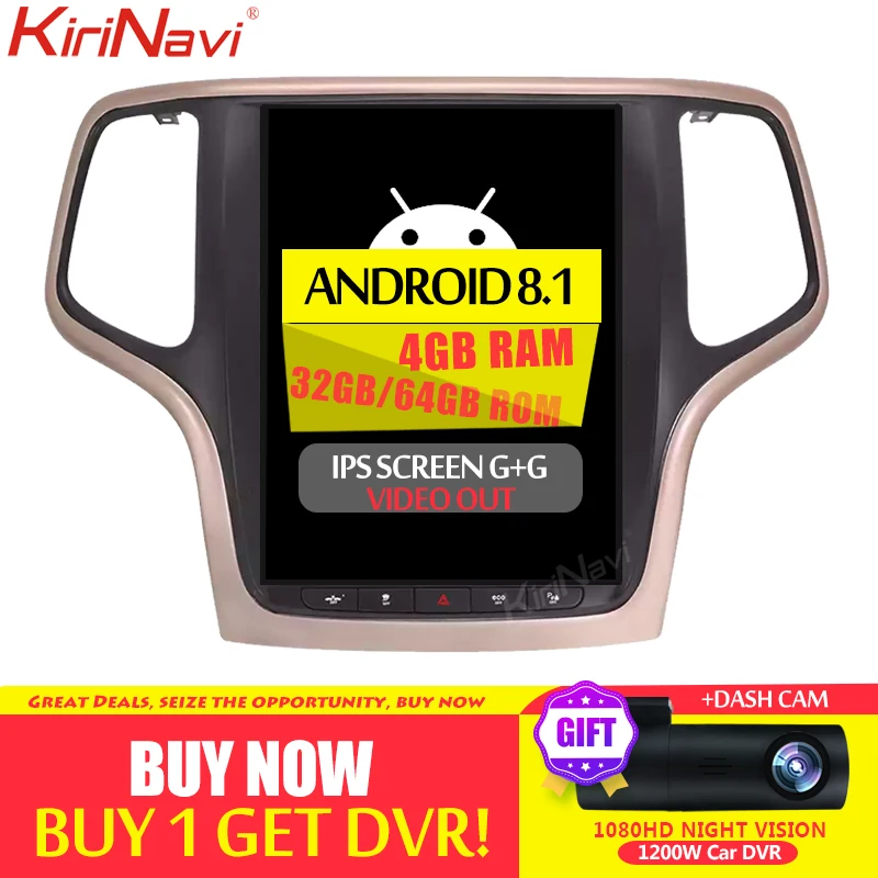KiriNavi вертикальный экран Tesla style 10," 1 Din Android 8,1 автомобильный DVD Авто gps навигатор Автомагнитола для Jeep Grand Cherokee