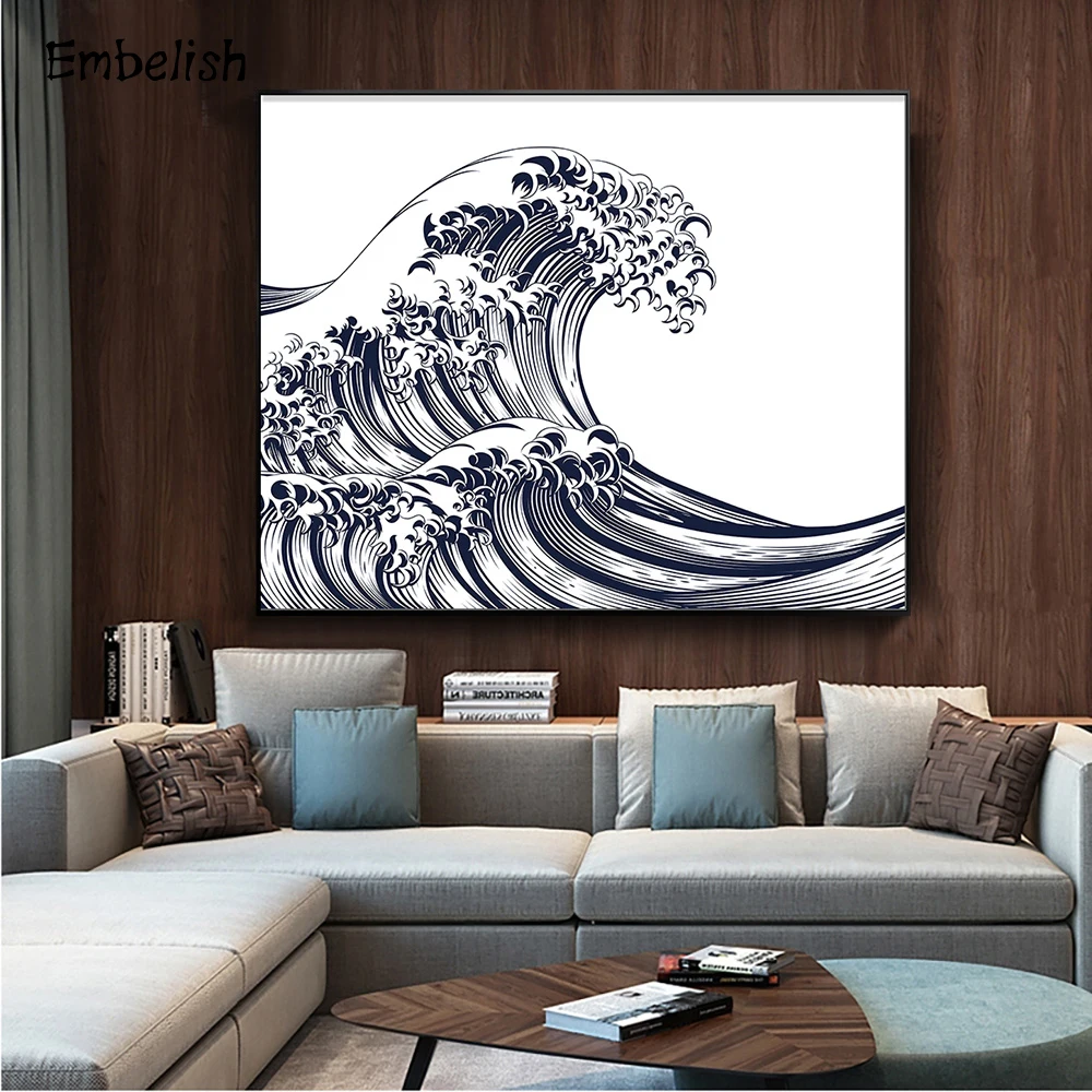 

1 Pieces Japanese Great Wave Landscape Wall Pictures Sea Wave Modern Home Decor Posters HD Canvas Painting Bedroom Artworks