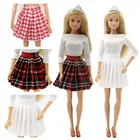 Одежда Барби, модная клетчатая плиссированная юбка ручной работы, Студенческая форма, короткие юбки, платье, одежда для куклы Барби, аксессуары для куклы Барби