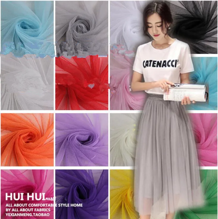 

5yards/lot Soft tulle fabric netting fabric solid color 160cm wide polyester mesh ground tulle roll for wedding dress