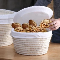 pastoral style straw woven bread basket multifunctional wicker serving tray with removable liner for bread pastries