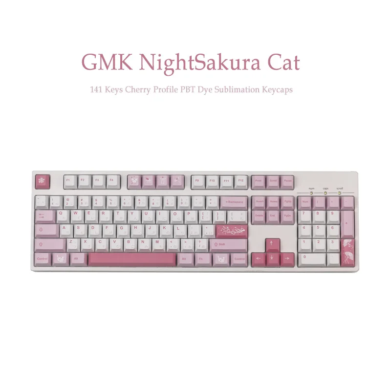 141 клавиш GMK NightSakura Cat колпачки PBT сублимационная механическая клавиатура колпачок