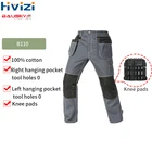 Мужские защитные рабочие штаны, мужские рабочие штаны, хлопковые штаны с несколькими карманами, рабочая одежда, износостойкие с наколенниками