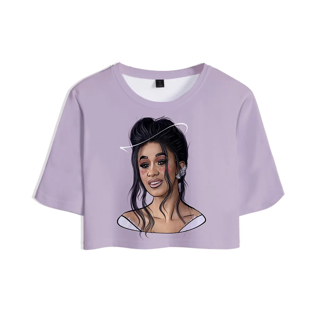 Весенне летняя новая стильная футболка с короткими рукавами и 3D принтом Rap Cardi B