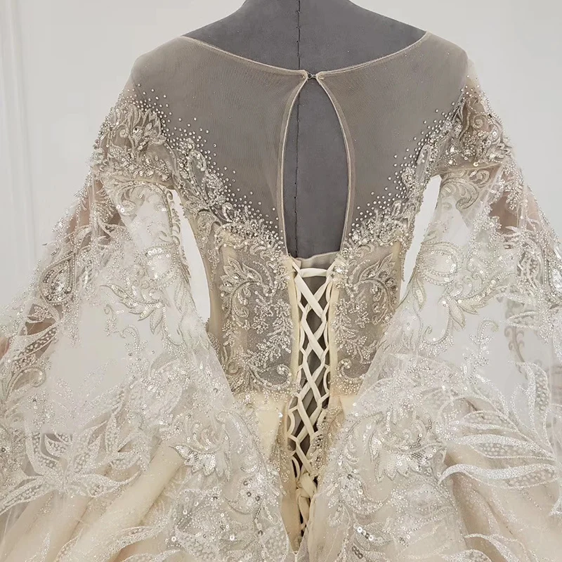 

Wedding dresses BLG1234 beaded lace applique crystal beaded luxury fashion illusion high quality wedding