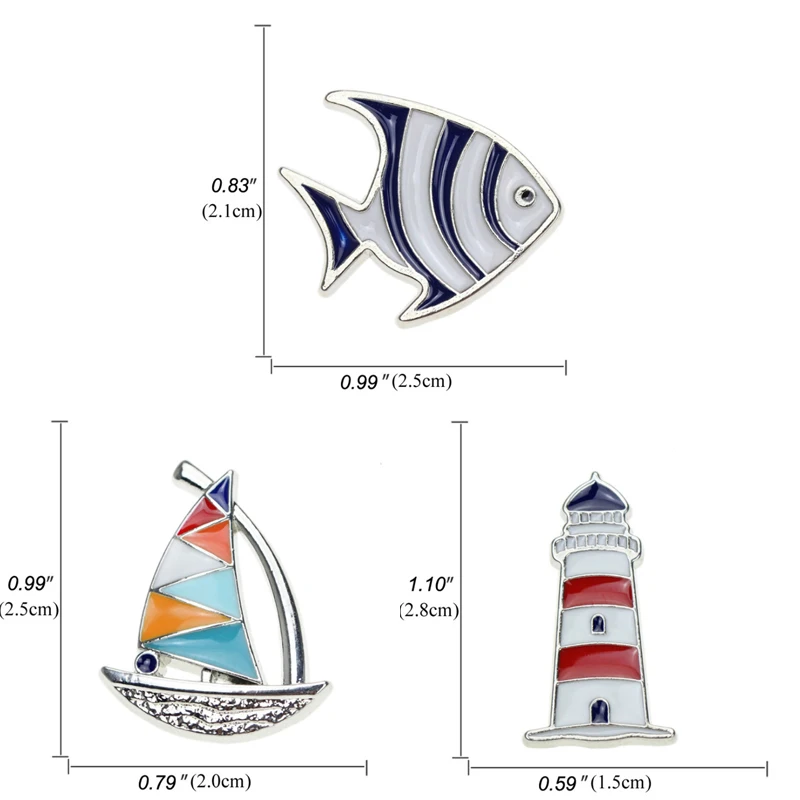 Мужские и женские синие красные эмалированные заколки броши для руля парусника
