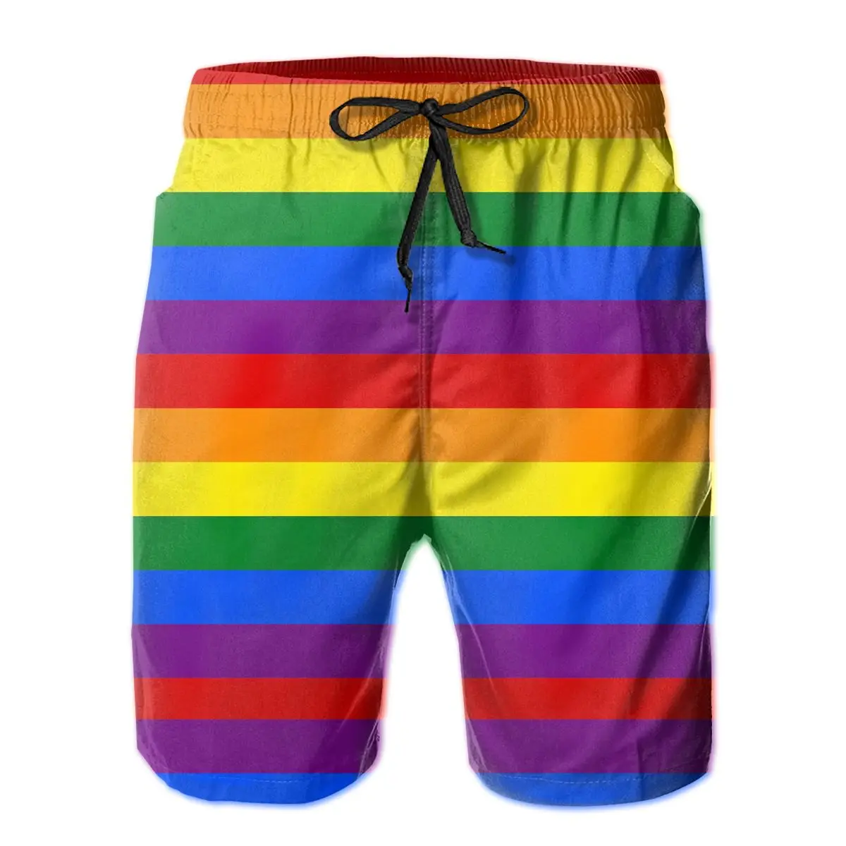 

Causal Breathable Quick Dry Humor Graphic R333 Loose Gay Pride Rainbow Flag Male Shorts