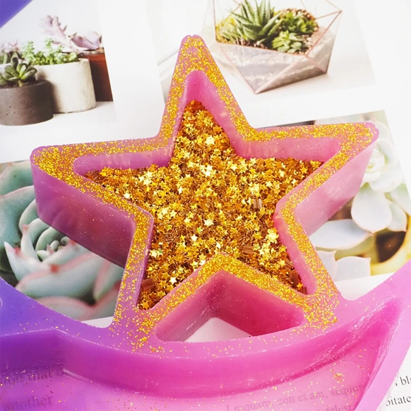 

Silicone Mold Large Crescent Moon Tray Resin Mold Moon Star Shelf Crystal Display Tray Jewelry Plate Resin Casting Molds Craft