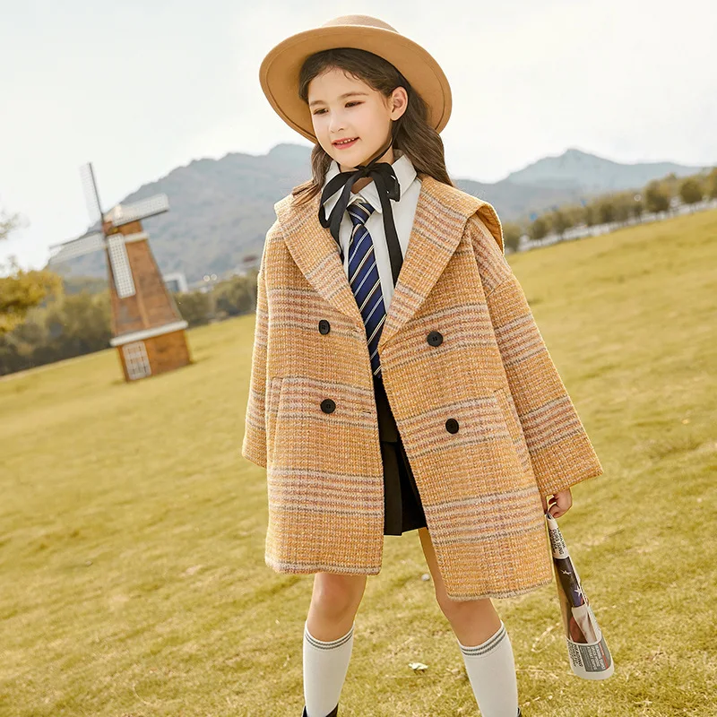 

Girls Baby's Kids Wool Coat Jacket 2021 Khaki Warm Thicken Plus Velvet Winter Autumn Cotton Outerwear Children's Clothes