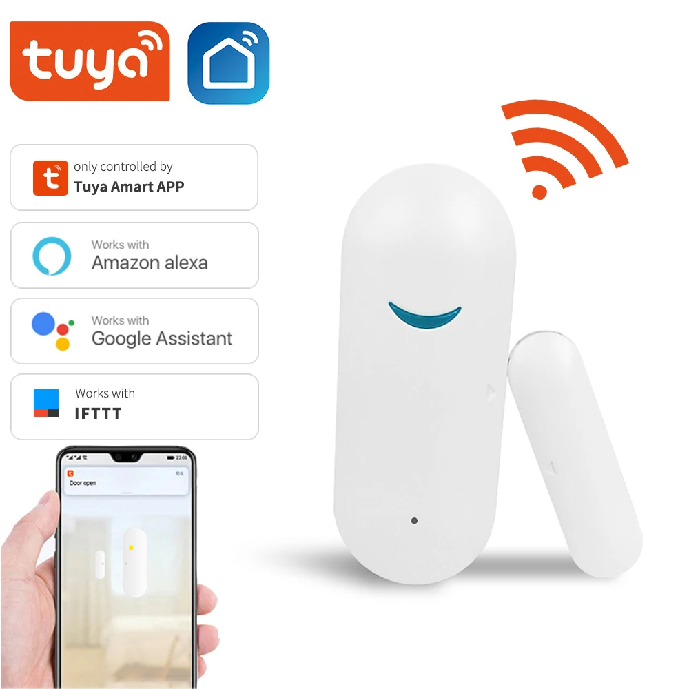 Tuya Smart WiFi датчик для двери дверь открытой/закрытый детекторы Wi-Fi app-уведомление