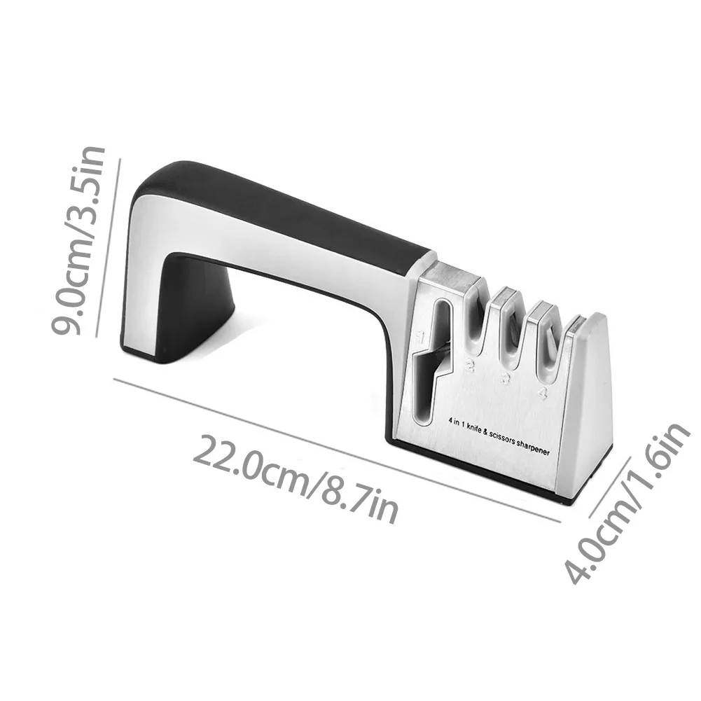 

Knife Sharpener 4 In 1 Diamond Coated&Fine Rod Knife Shears And Scissors Sharpening Stone System Stainless Steel Blades