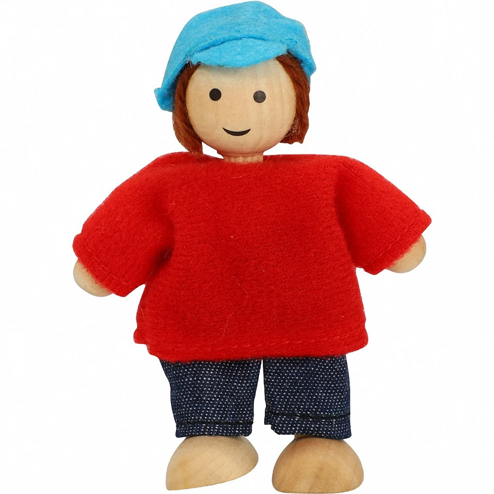 

6 People Happy Family Dolls Set Wooden Jointed Dolls Cute Family Dressed Characters Kids Pretend Toys Playing Dolls