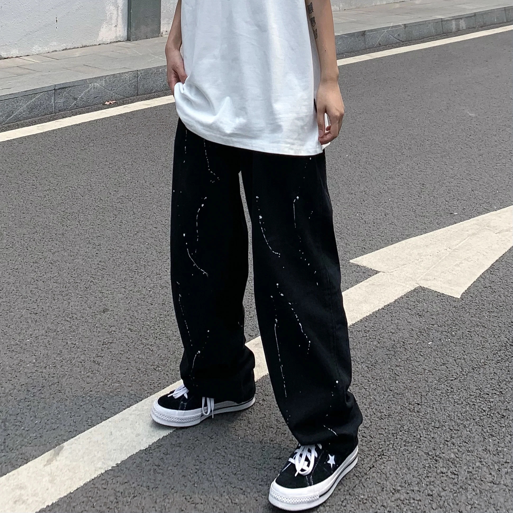 

Брюки женские и мужские джинсовые в стиле хип-хоп