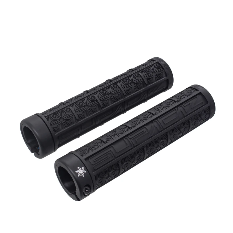 black Supacaz MTB велосипедный руль набор силиконовых ручек для внедорожника односторонний замок амортизация анти-скольжение удерживающие ручки 9 цветов - Цвет: black