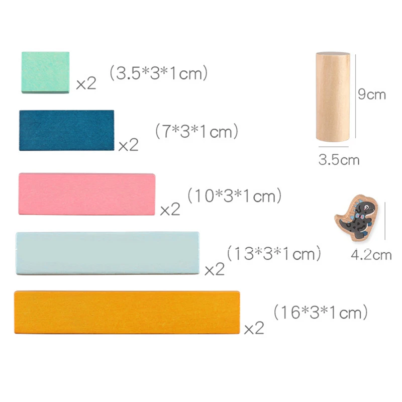 

Children's Wooden Balance Building Blocks Stacked Tall Dinosaur Educational Toys Cute Cartoon Baby Seesaw Assembling Board Game