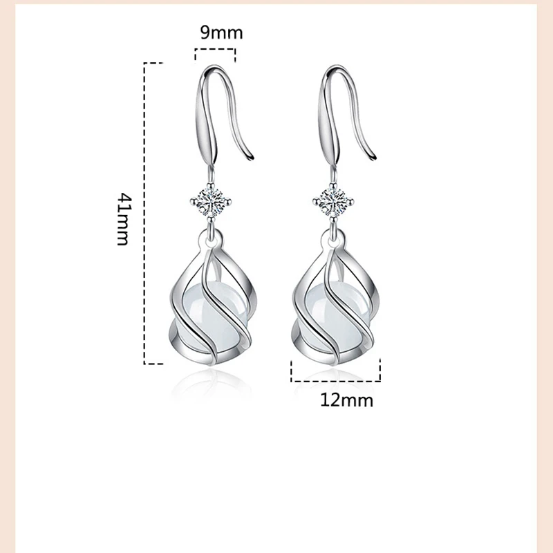 

925 Sterling Silver Charm Ear Hooks Water Drop Earrings For Women Girls Jewelry Pendientes Accessories Twist Crystal Dangle Gift