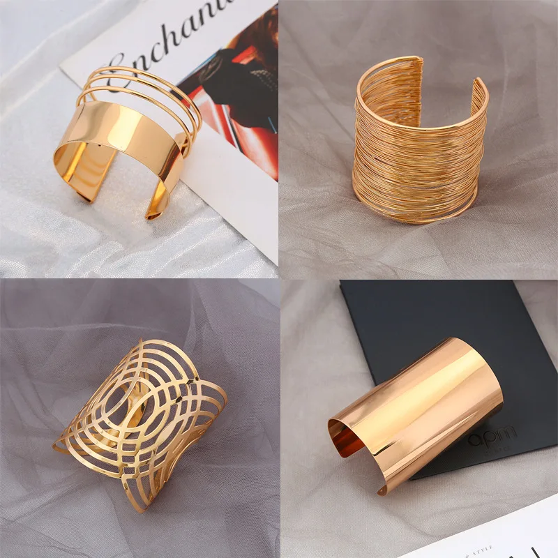 

Bracelet Set European and American Fashion Exaggerated Metal Bracelet Pattern Hollow Female Bracelet Bangles for Women
